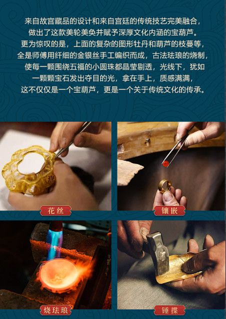 金银丝编织“葫芦” 福禄寿喜葫芦吊坠 精美收藏(图2)